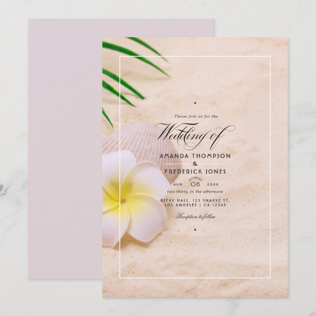 Invitation de mariage de plage d'été (Devant / Derrière)