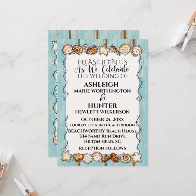 Invitation de mariage de plage Modèle version 2 (Devant/Arrière en situation)