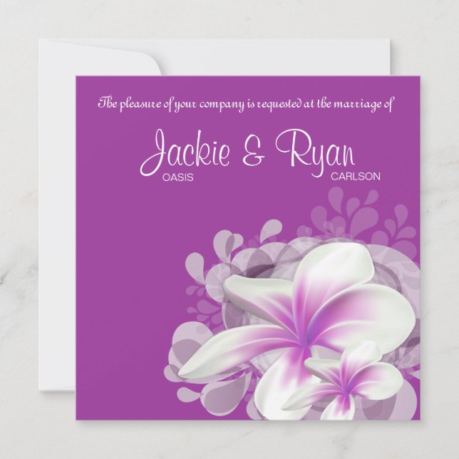 Invitation de mariage de plage Plumeria (Devant)