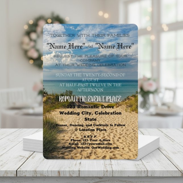 Invitation de mariage de plage "Sables romantiques ("Romantic Sands" Beach Wedding Invitation)