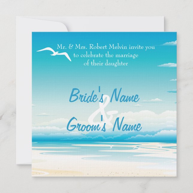 Invitation de mariage de plage tropicale (Devant)