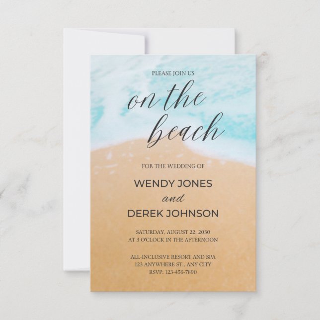 Invitation de mariage de plage tropicale (Devant)
