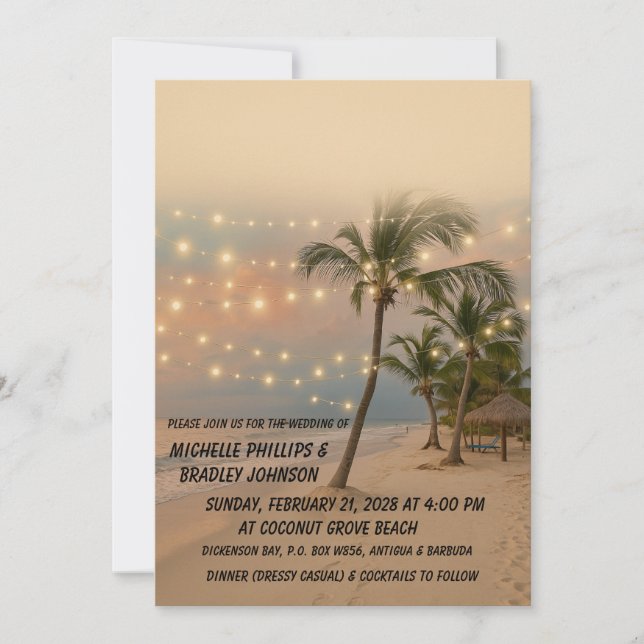 Invitation de mariage de plage tropicale | Elégant (Devant)