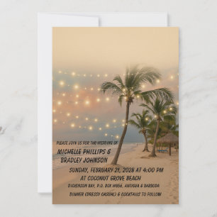 Invitation de mariage de plage tropicale   Elégant