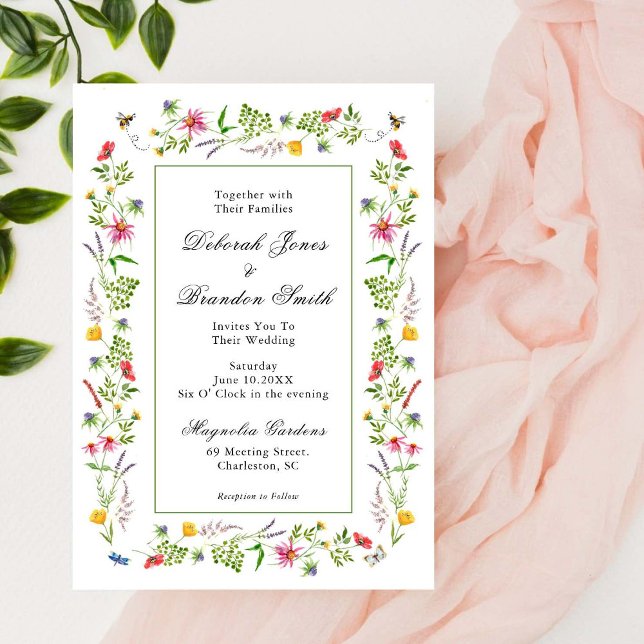 Invitation de mariage de prairie de jardin de fleu (Créateur téléchargé)
