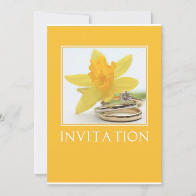 Invitation de mariage de printemps au narcisse jau (Devant)