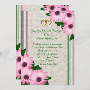 Invitation de mariage de printemps Daisies sur lin