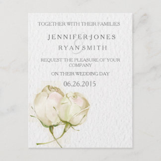 invitation de mariage de rose blanc d'aquarelle