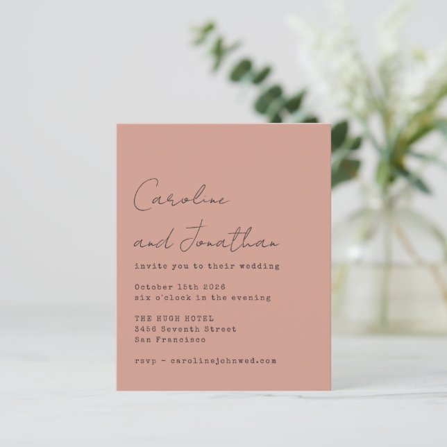 Invitation de mariage de script de Rose de budget (Debout devant)