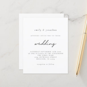 Invitation de mariage de script noir simple Budget