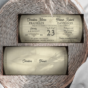 Invitation de mariage de style billet vintage