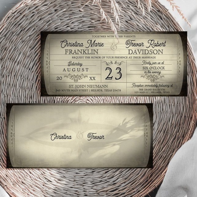 Invitation de mariage de style billet vintage (Vintage Ticket Style Wedding Invitation)