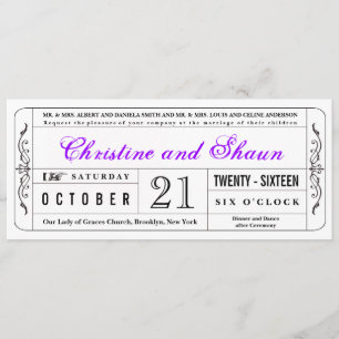 Invitation de Mariage de style vintage en violet