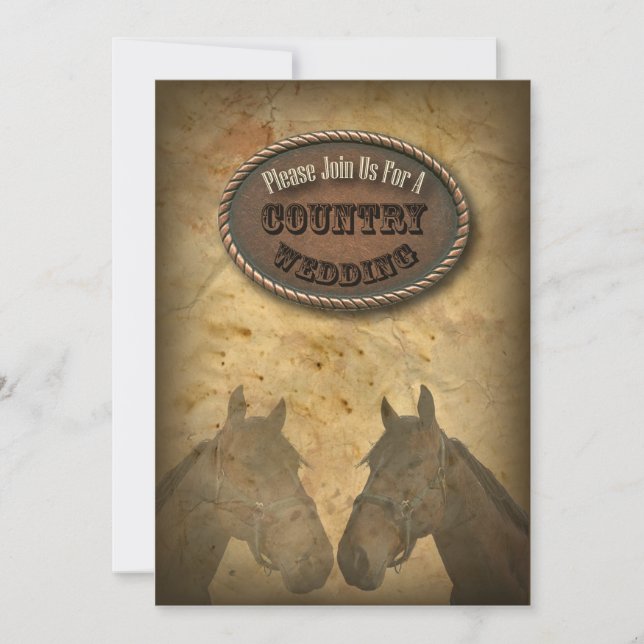 Invitation de mariage de style western ancien coun (Devant)