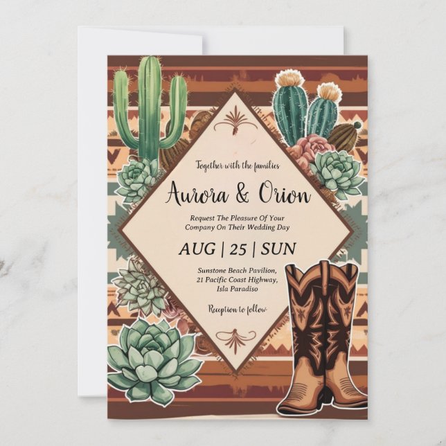 invitation de mariage de wild western boho (Devant)
