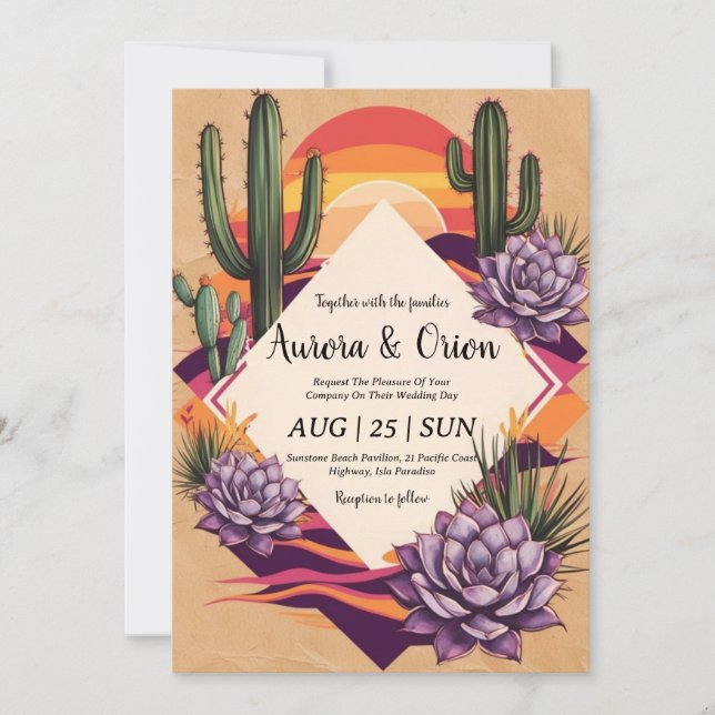 invitation de mariage de wild western boho (Devant)