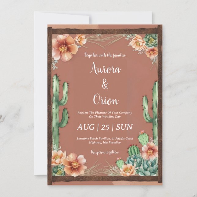 invitation de mariage de wild western boho (Devant)