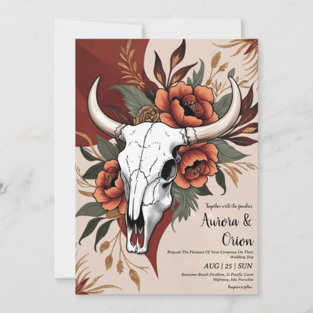 invitation de mariage de wild western boho (Devant)