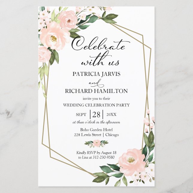 Invitation de mariage décontractée avec budget flo (Devant)