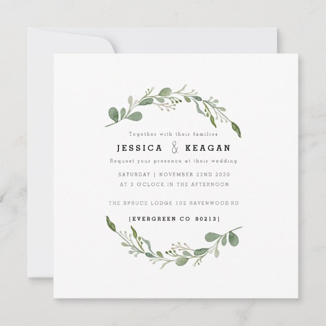 Invitation de mariage Deep Green Garden (Devant)