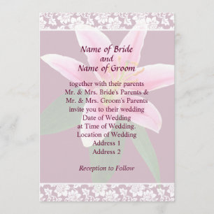 Invitation de mariage délicate avec lys Stargazer