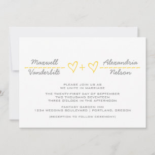 Invitation de mariage d'équation du coeur jaune