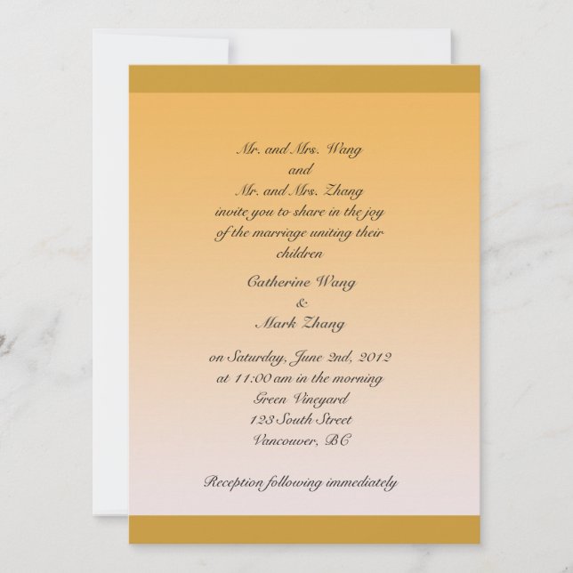 Invitation de mariage des parents de la mariée et  (Devant)
