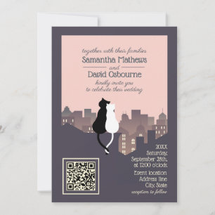 Invitation de mariage design avec QR code à thème 