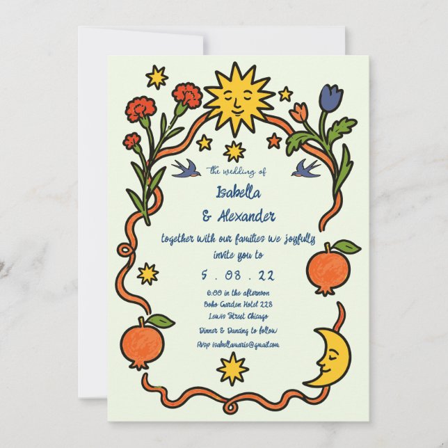 Invitation de mariage dessinée à la main (Devant)