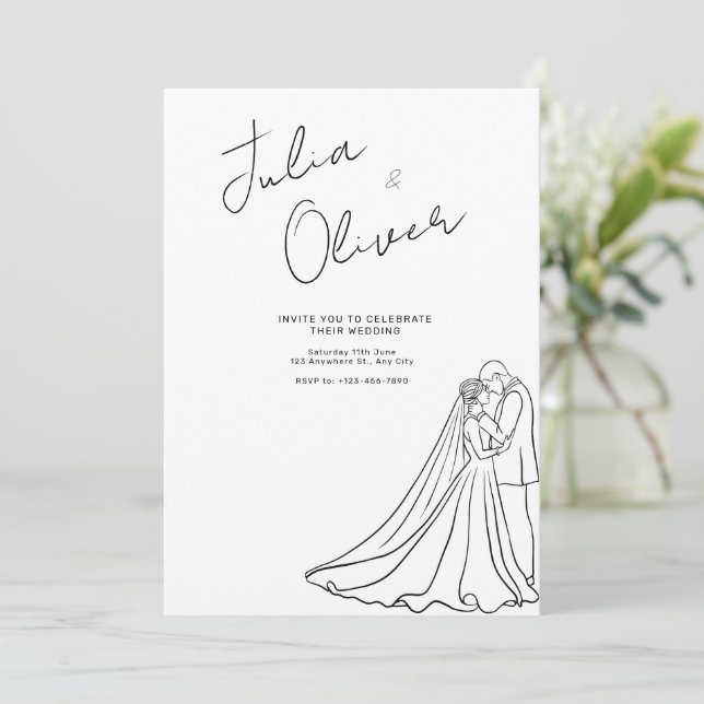 Invitation de mariage dessinée à la main Mariage m (Debout devant)