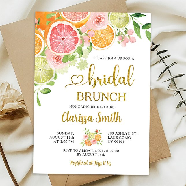 Invitation de mariage d'été aux pamplemousses citr (Créateur téléchargé)