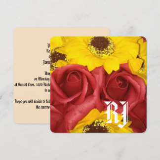 Invitation de mariage d'été roses tournesol photo