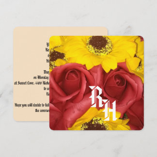Invitation de mariage d'été roses tournesol photo