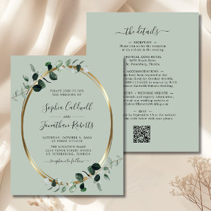 Invitation de mariage d'Eucalyptus Code QR Budget