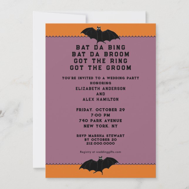 Invitation de mariage d'Halloween sous la douche (Devant)