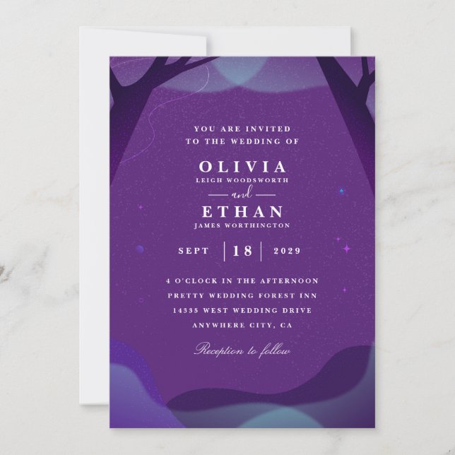 invitation de mariage d'Halloween violet (Devant)