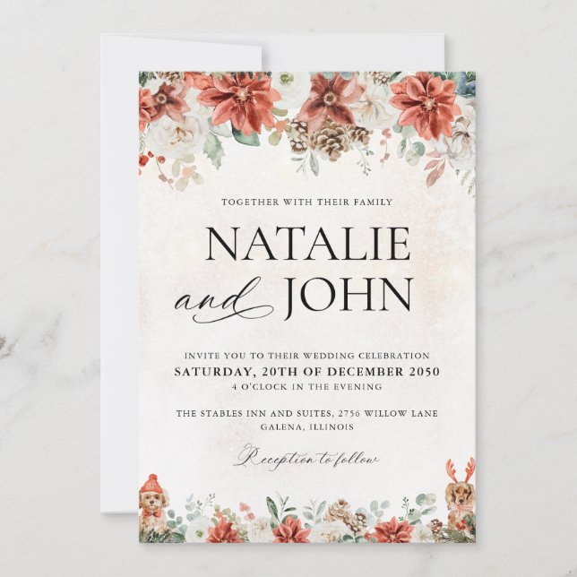 Invitation de mariage d'hiver (Devant)