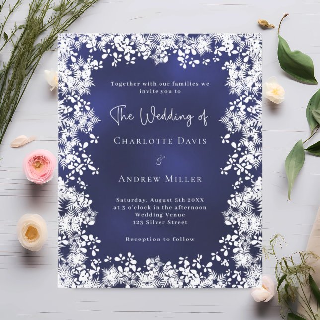 Invitation de mariage d'hiver aux flocons de neige (Créateur téléchargé)