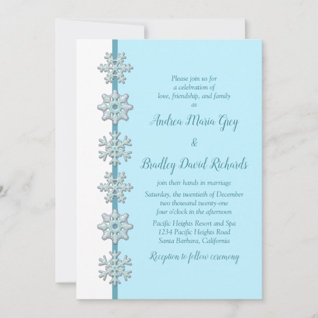 Invitation de mariage d'hiver | Boutons de flocons (Devant)