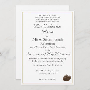 Invitation de mariage d'hiver catholique