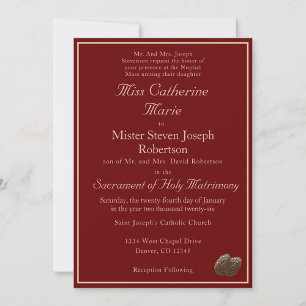 Invitation de mariage d'hiver catholique