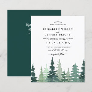 Invitation de mariage d'hiver dans la forêt de pin