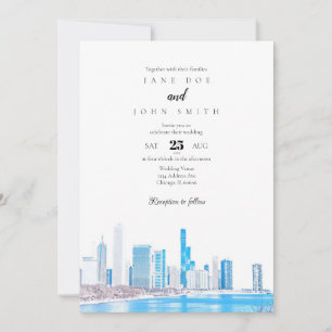 Invitation de mariage d'hiver de Chicago Skyline