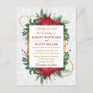 Invitation de mariage d'hiver de Noël au poinsetti