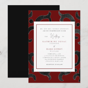 Invitation de mariage d'hiver élégante noire et ro