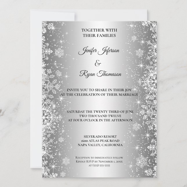 Invitation de mariage d'hiver mignonne (Devant)