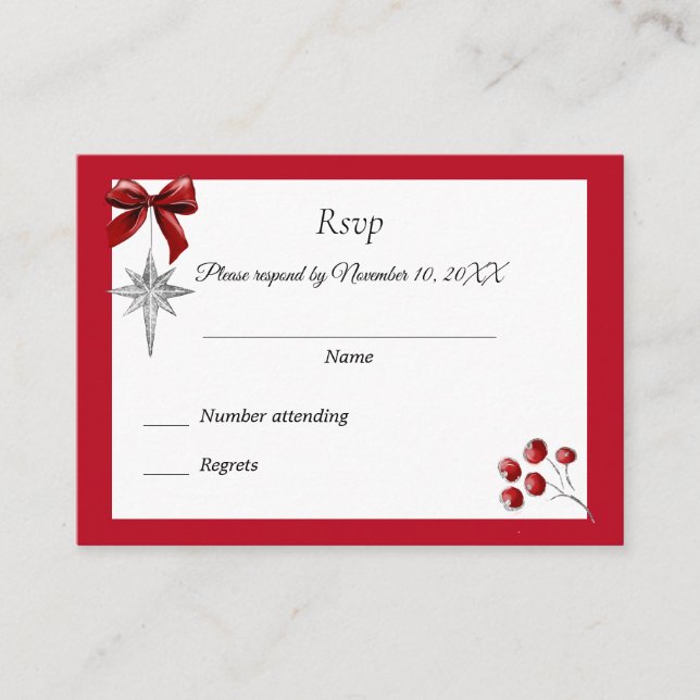Invitation de mariage d'hiver Noël RSVP (Devant)