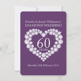 Invitation de mariage diamant coeur 60ème fête