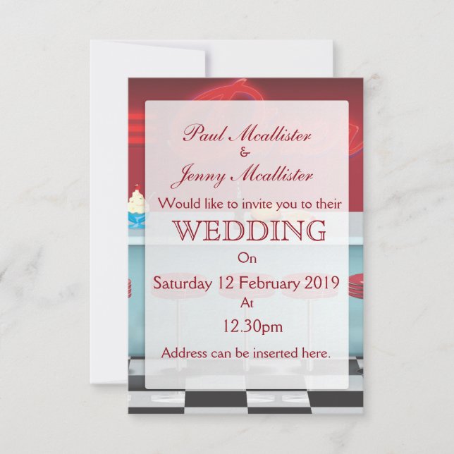 Invitation de mariage diner vintage rétro (Devant)