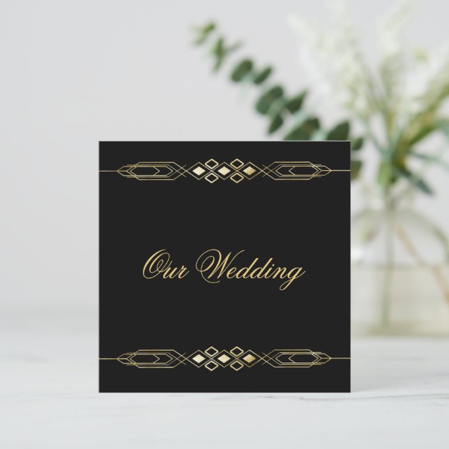 Invitation de mariage dorée glamour (Debout devant)